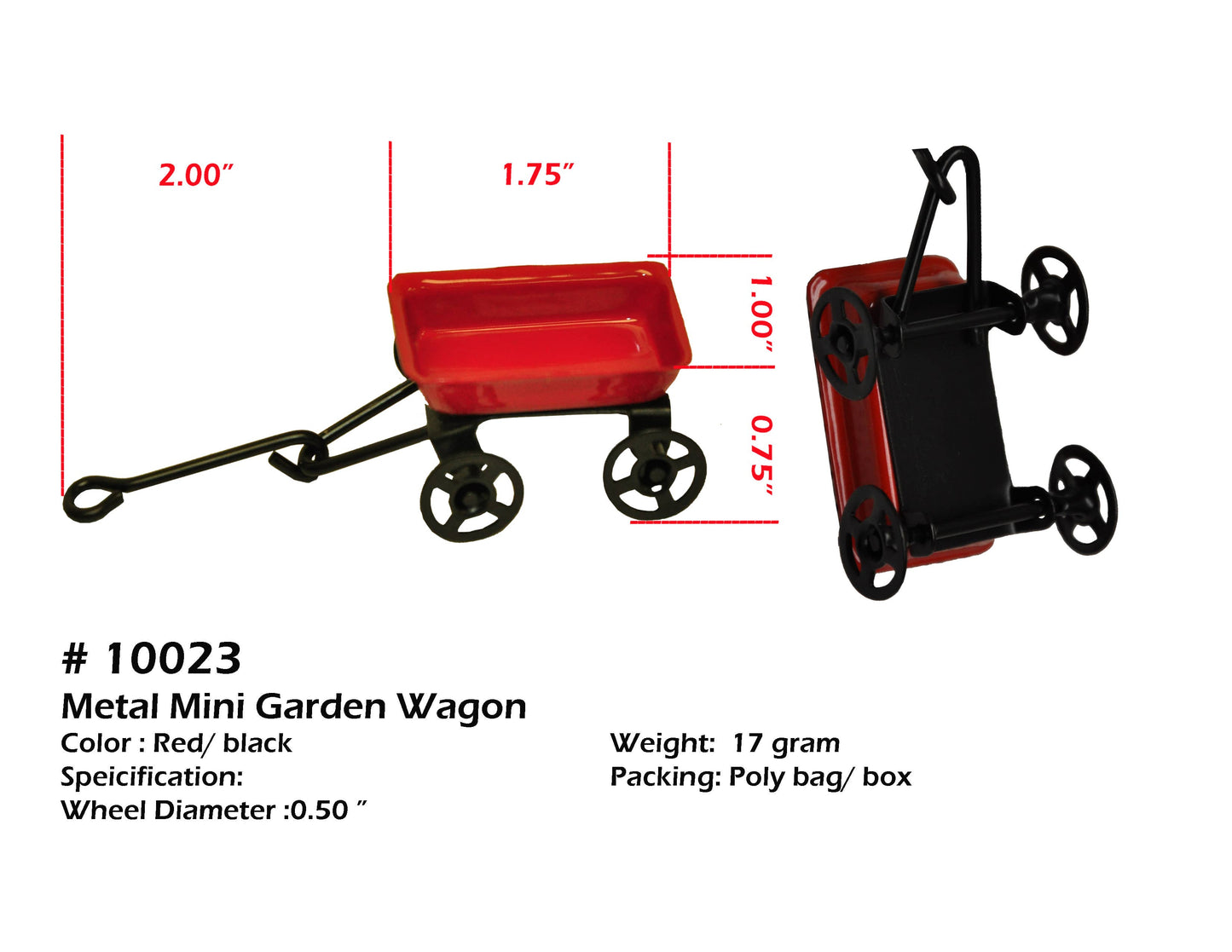 Fairy Garden Miniature Little Wagon, Red