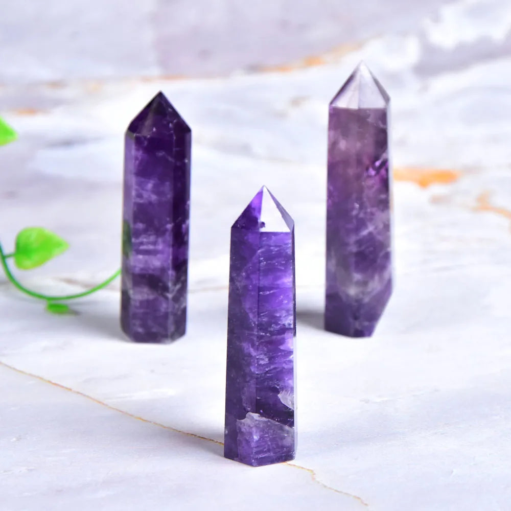 Natural Amethyst Point Crystal Healing Energy Stone Natural Quartz Home Decor Reiki Polished Crafts 50-80mm Stone Carved 1PC-3