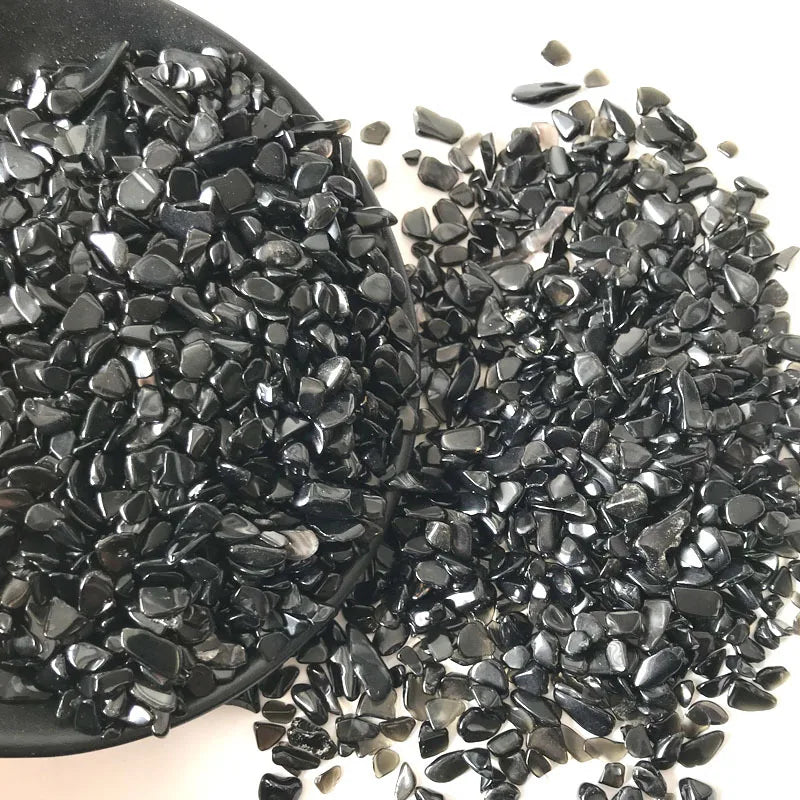 3 Size 100g Natural Black Obsidian Quartz Crystal Gravel Degauss Purification natural stones and minerals Fish tank stones