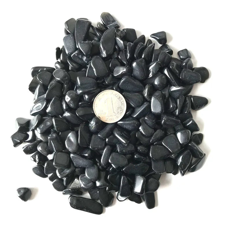 3 Size 100g Natural Black Obsidian Quartz Crystal Gravel Degauss Purification natural stones and minerals Fish tank stones