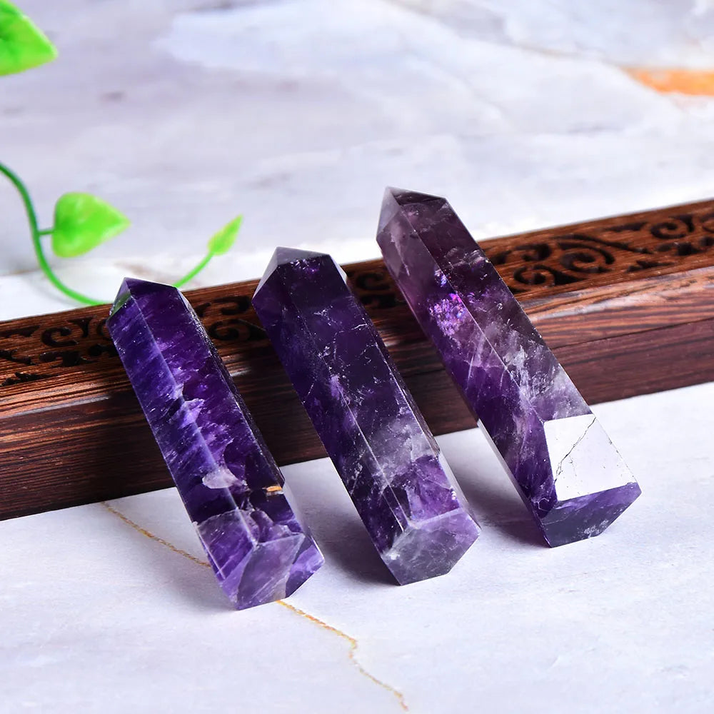 Natural Amethyst Point Crystal Healing Energy Stone Natural Quartz Home Decor Reiki Polished Crafts 50-80mm Stone Carved 1PC-7