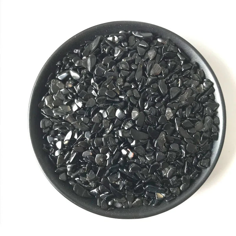 3 Size 100g Natural Black Obsidian Quartz Crystal Gravel Degauss Purification natural stones and minerals Fish tank stones