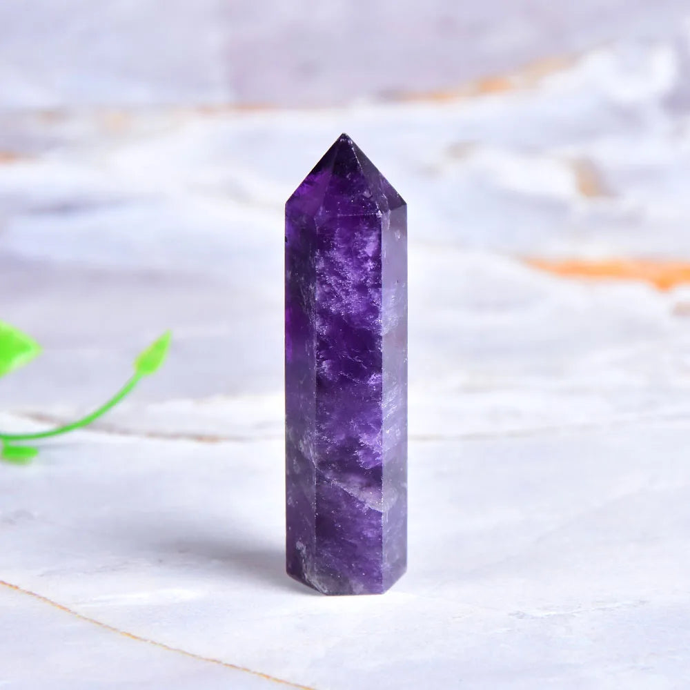 Natural Amethyst Point Crystal Healing Energy Stone Natural Quartz Home Decor Reiki Polished Crafts 50-80mm Stone Carved 1PC-1