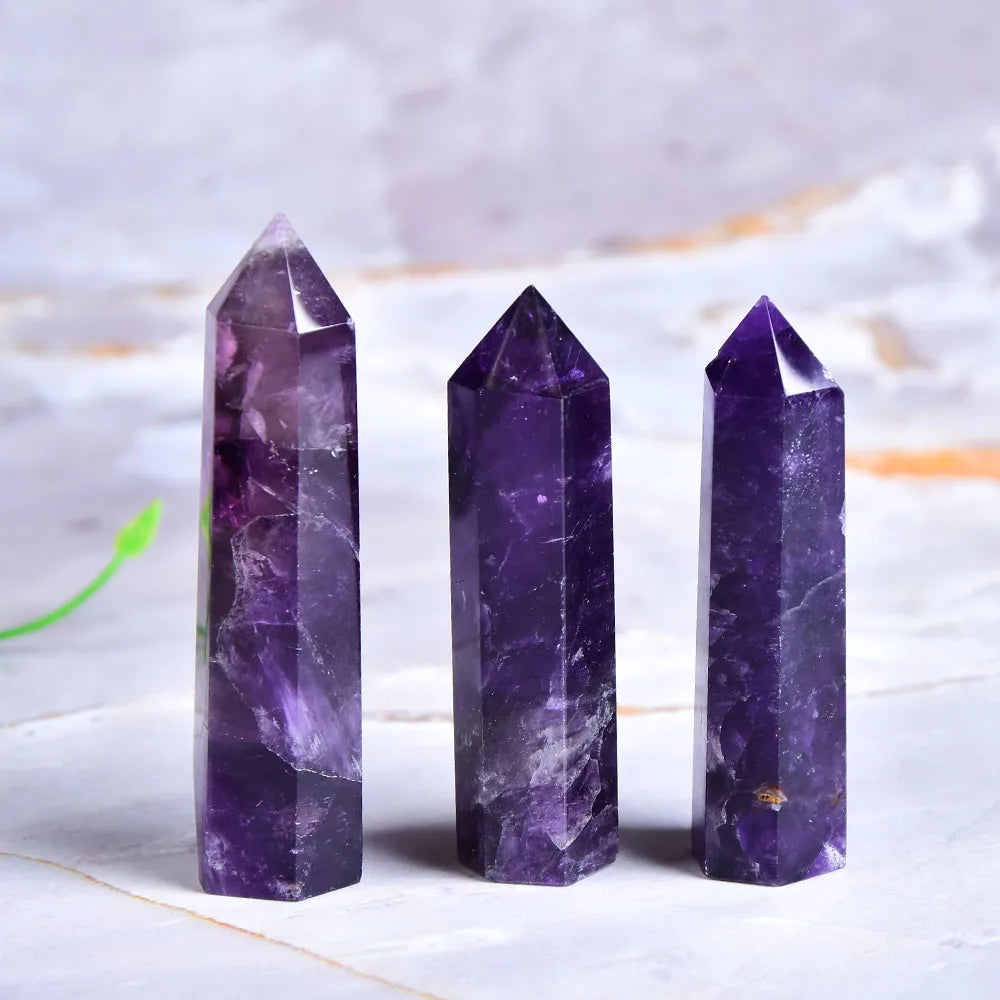 Natural Amethyst Point Crystal Healing Energy Stone Natural Quartz Home Decor Reiki Polished Crafts 50-80mm Stone Carved 1PC-2