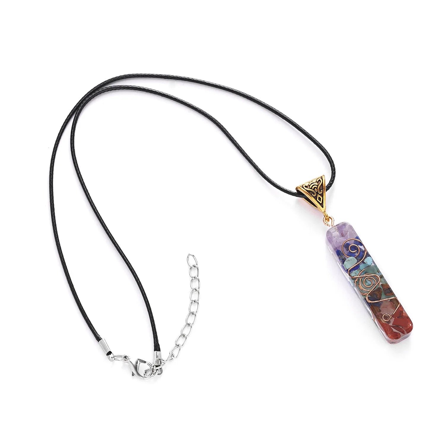 Retro Reiki Healing Energy Crystal Pendant Natural Stone for Yoga Meditation Spiritual 7 Chakra Jewelry Neckalce Amulet Orgonite-8