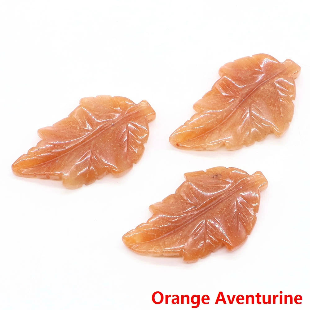 40mm With Hole Leaf Shape Natural Healing Crystal Stone For Making Jewelry Necklace Pendant Birthday Christmas Party Decor Gifts