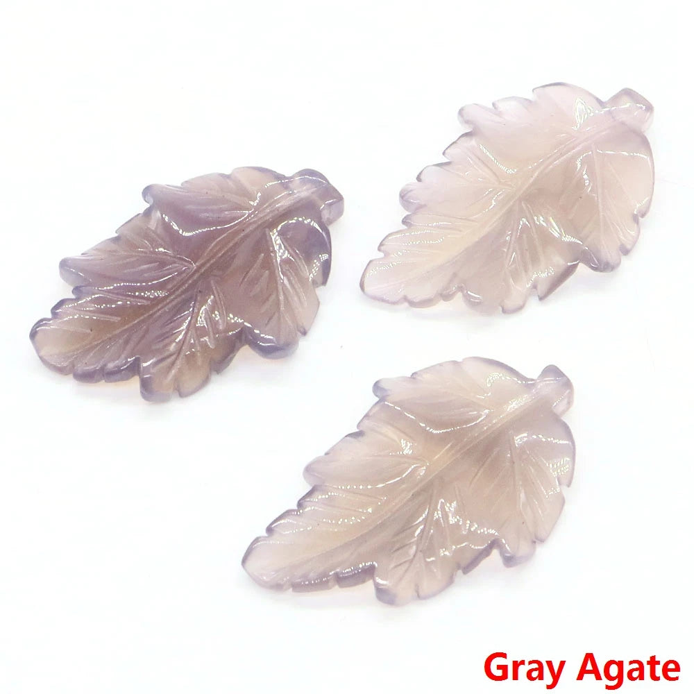 40mm With Hole Leaf Shape Natural Healing Crystal Stone For Making Jewelry Necklace Pendant Birthday Christmas Party Decor Gifts-30