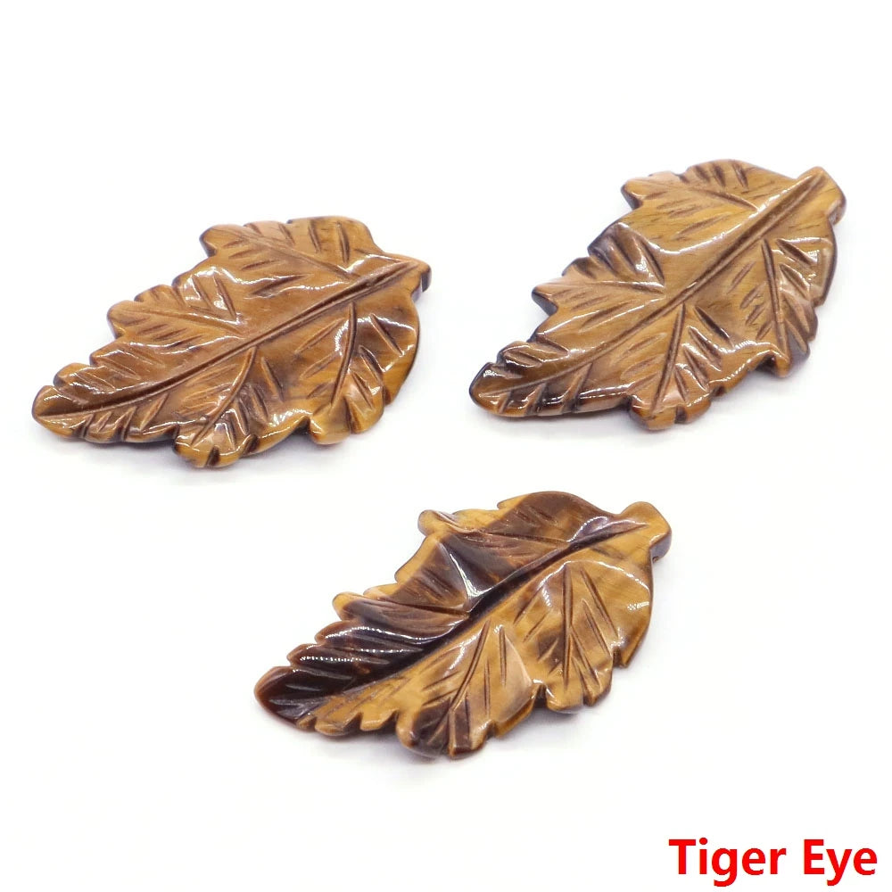 40mm With Hole Leaf Shape Natural Healing Crystal Stone For Making Jewelry Necklace Pendant Birthday Christmas Party Decor Gifts-21