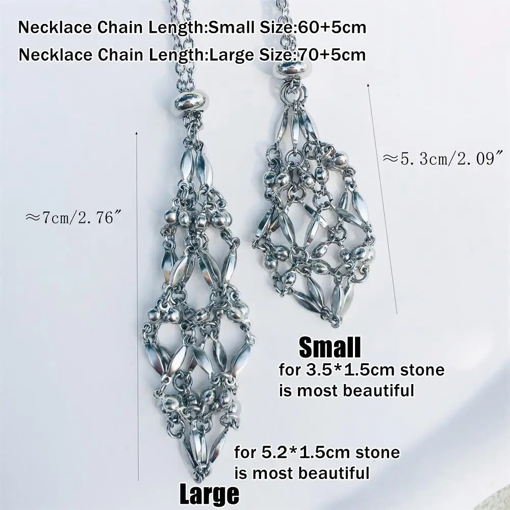 Hot Sale Stone Collection Holder Necklace Electroplated Titanium Aura Crystal Cage Chain Pendant Adjustable Necklace Accessories-6