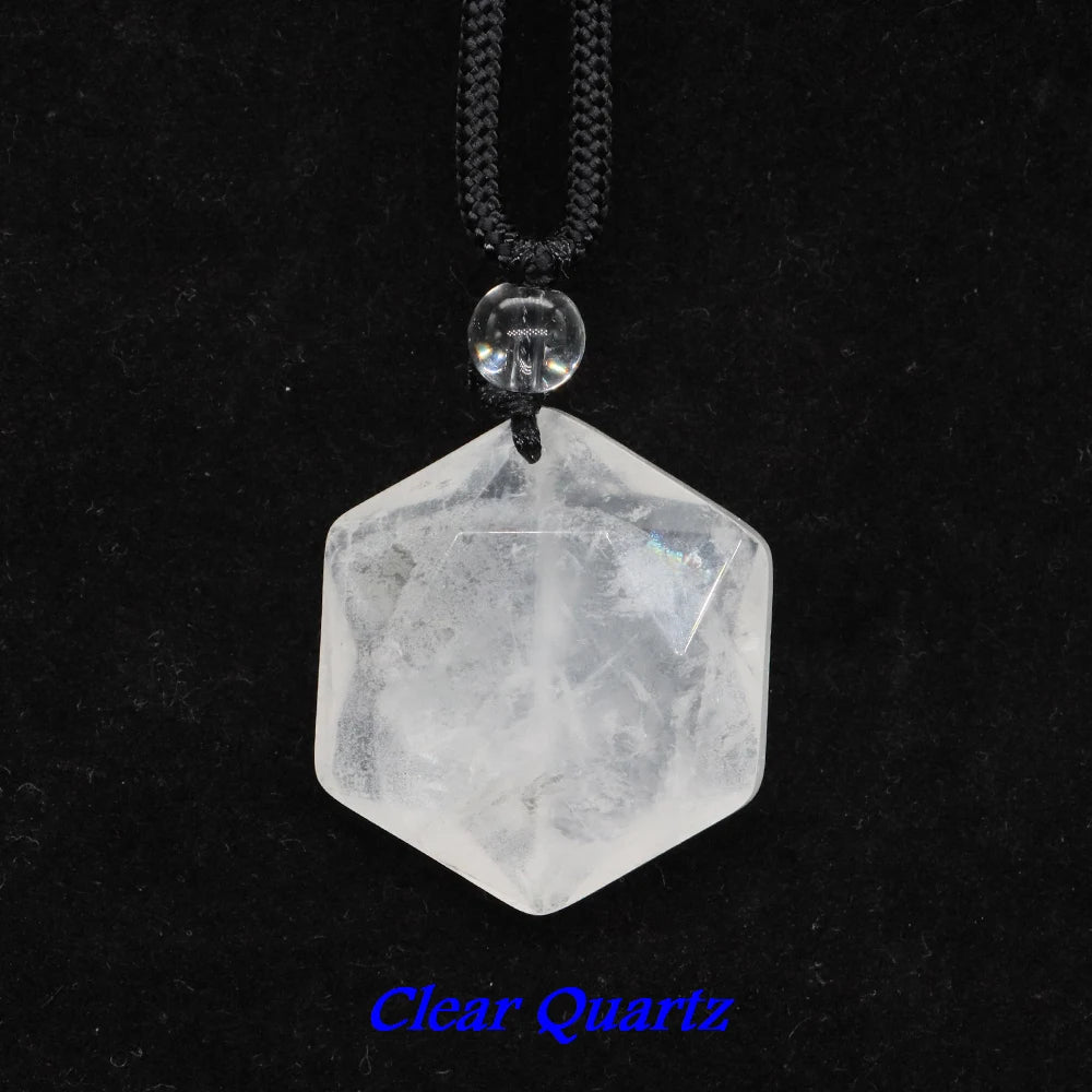 Fashion Hexagram Star Pendant Necklace Natural Stone Healing Ameheyst Gemstone Black Obsidian Lucky Love Crystal Jewelry Gifts