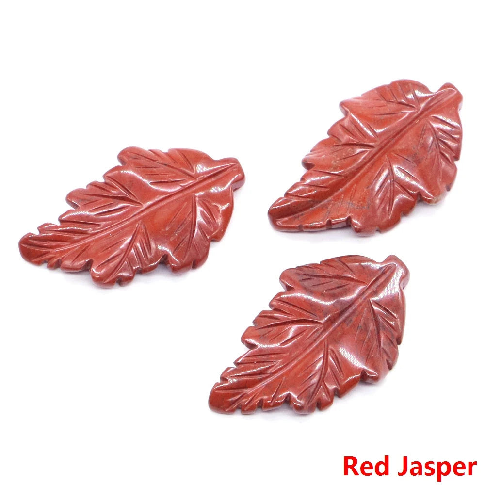 40mm With Hole Leaf Shape Natural Healing Crystal Stone For Making Jewelry Necklace Pendant Birthday Christmas Party Decor Gifts