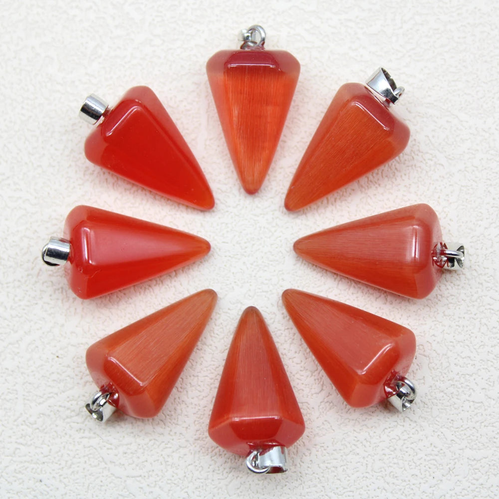 24pcs Natural Stone Reiki Pendulum Divination Pendant Amethyst Quartz Crystal Agate Suitable for DIY Necklace Jewelry Pendant