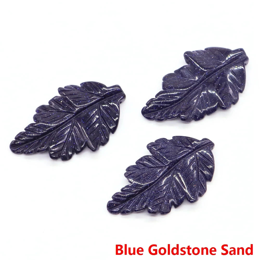 40mm With Hole Leaf Shape Natural Healing Crystal Stone For Making Jewelry Necklace Pendant Birthday Christmas Party Decor Gifts-8