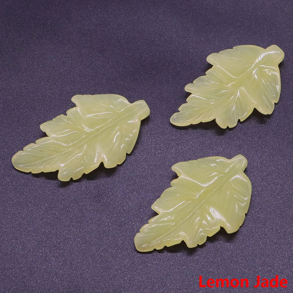 40mm With Hole Leaf Shape Natural Healing Crystal Stone For Making Jewelry Necklace Pendant Birthday Christmas Party Decor Gifts-18