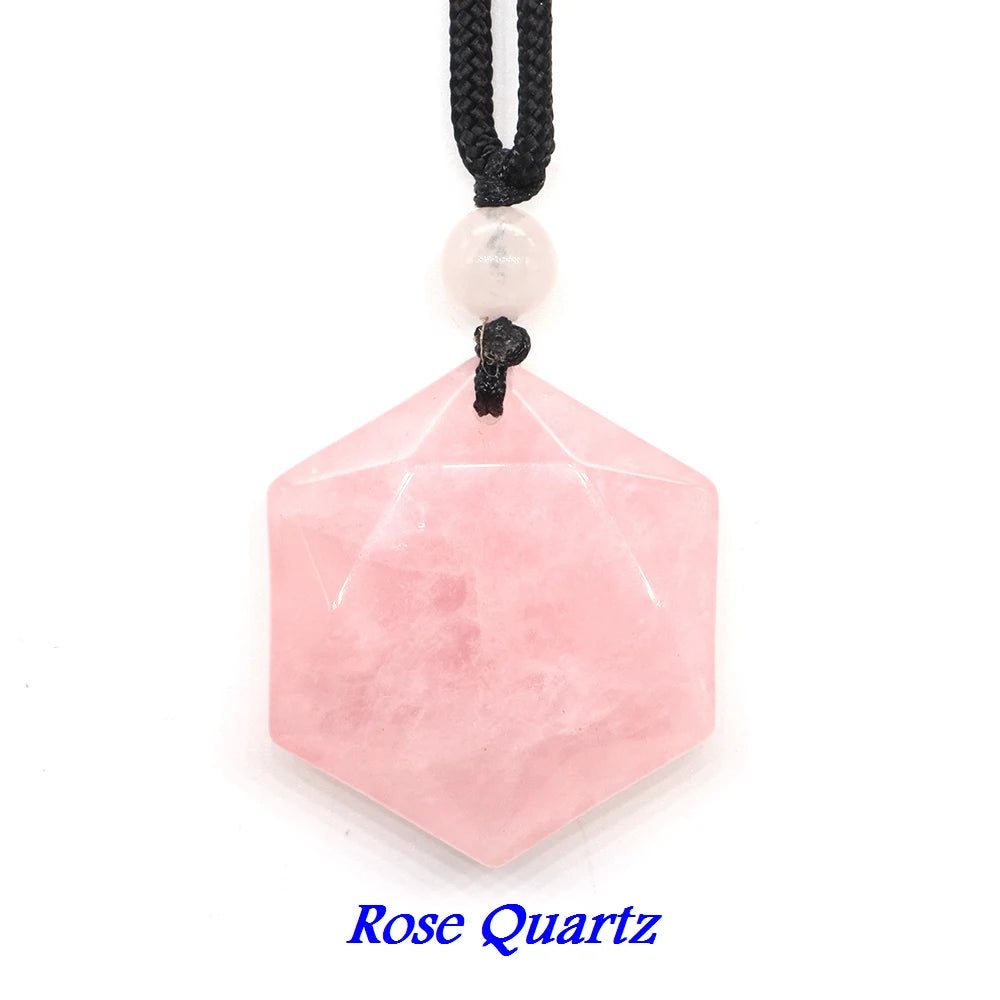 Fashion Hexagram Star Pendant Necklace Natural Stone Healing Ameheyst Gemstone Black Obsidian Lucky Love Crystal Jewelry Gifts-13
