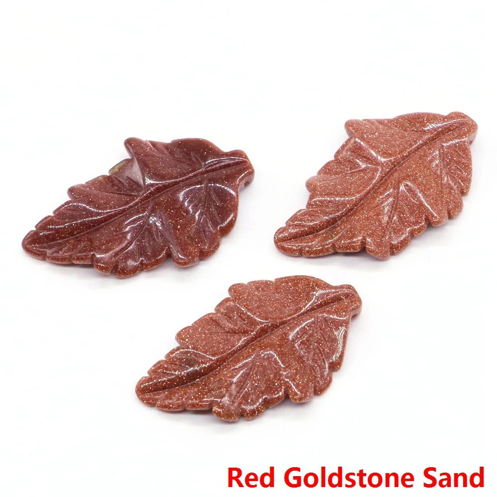 40mm With Hole Leaf Shape Natural Healing Crystal Stone For Making Jewelry Necklace Pendant Birthday Christmas Party Decor Gifts-10