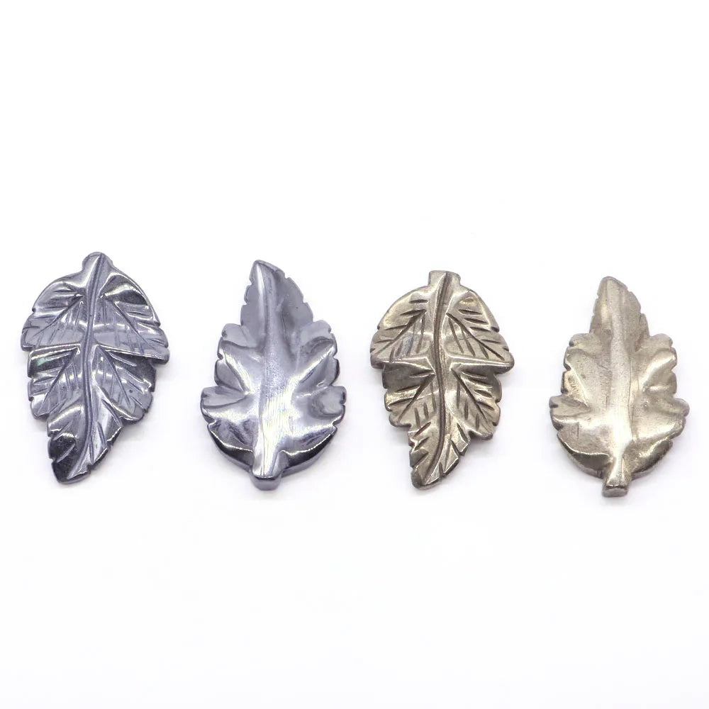 40mm With Hole Leaf Shape Natural Healing Crystal Stone For Making Jewelry Necklace Pendant Birthday Christmas Party Decor Gifts-5