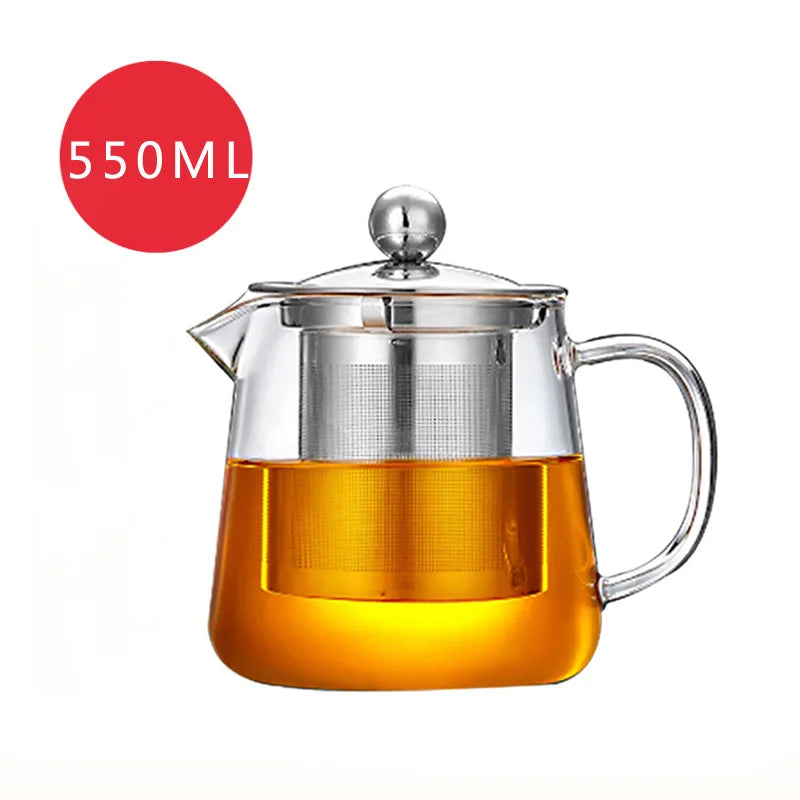 HMLOVE Heat Resistant Glass Teapot With Stainless Steel Tea Strainer Infuser Flower Kettle Kung Fu Teawear Set Puer Oolong Pot-8