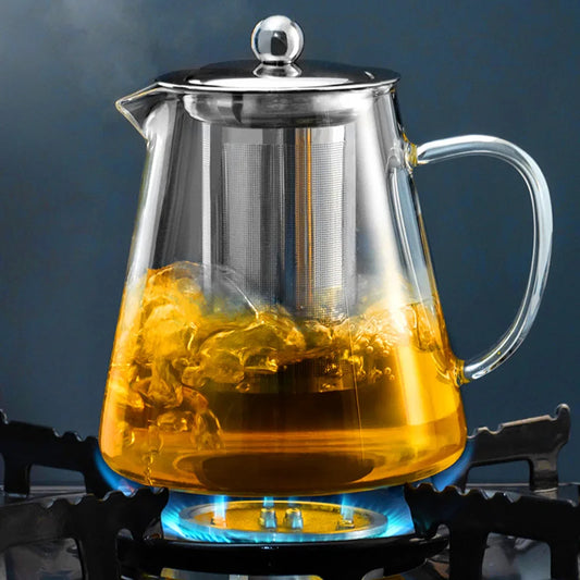 HMLOVE Heat Resistant Glass Teapot With Stainless Steel Tea Strainer Infuser Flower Kettle Kung Fu Teawear Set Puer Oolong Pot-23