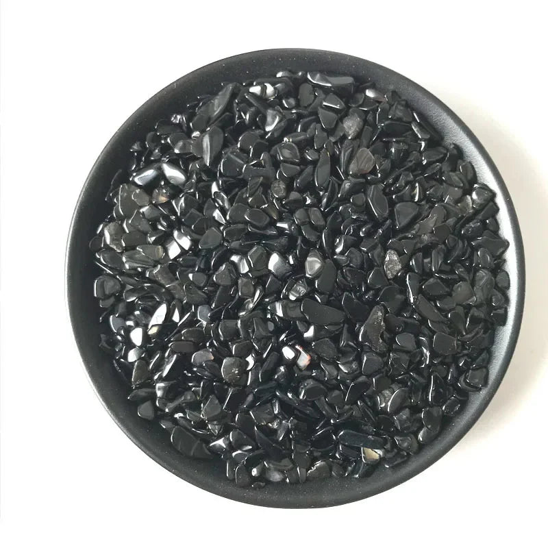 3 Size 100g Natural Black Obsidian Quartz Crystal Gravel Degauss Purification natural stones and minerals Fish tank stones