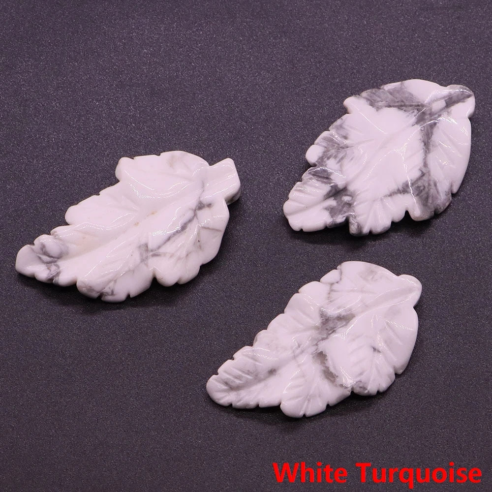 40mm With Hole Leaf Shape Natural Healing Crystal Stone For Making Jewelry Necklace Pendant Birthday Christmas Party Decor Gifts