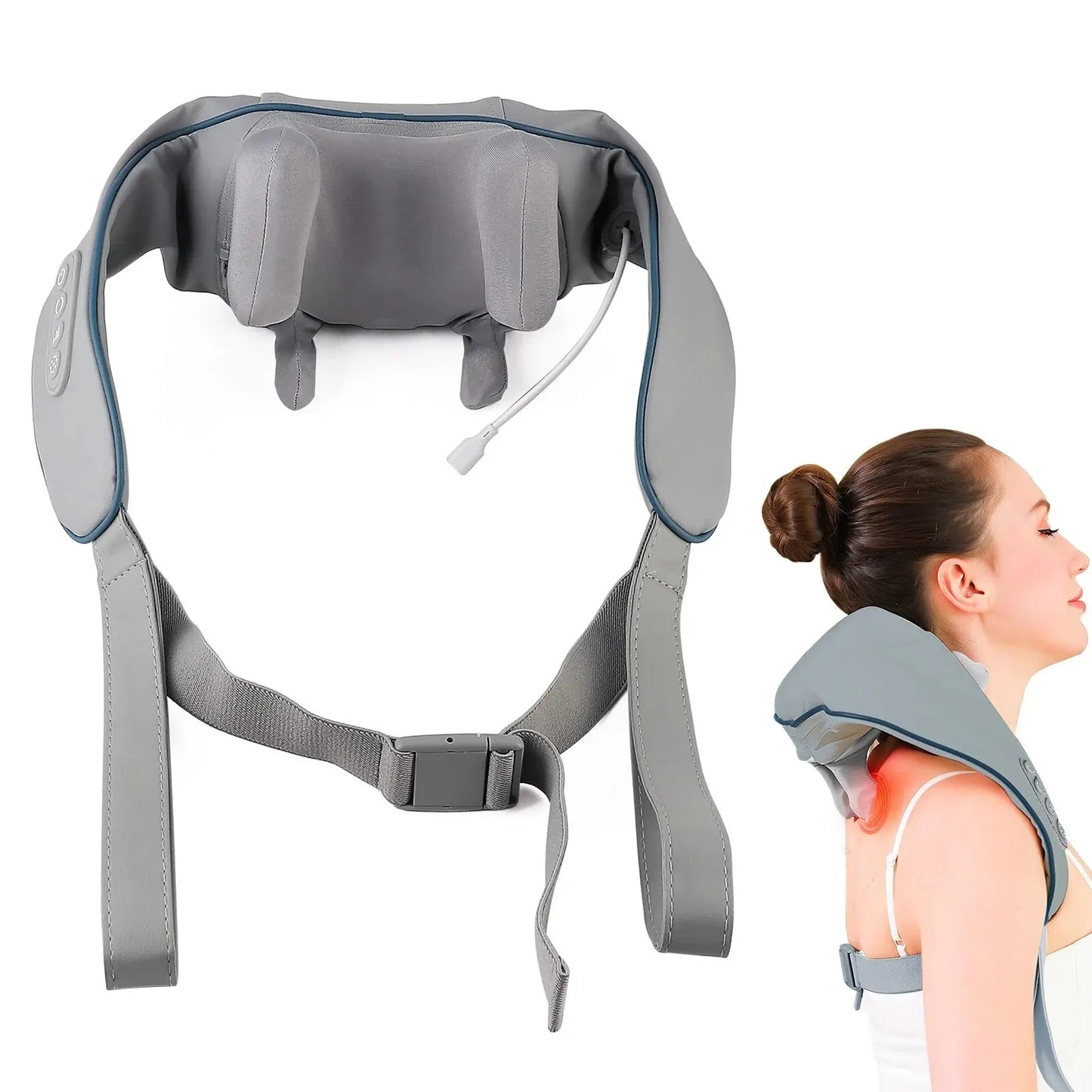 Foreverlily Neck And Shoulder Massager Wireless Neck And Back Shiatsu Kneading Massager Neck Cervical Relaxing Massage Shawl