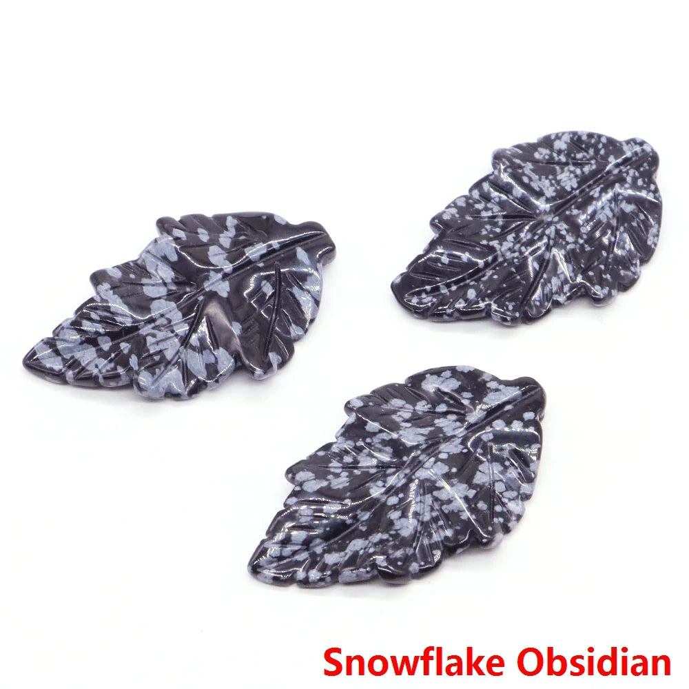 40mm With Hole Leaf Shape Natural Healing Crystal Stone For Making Jewelry Necklace Pendant Birthday Christmas Party Decor Gifts-14