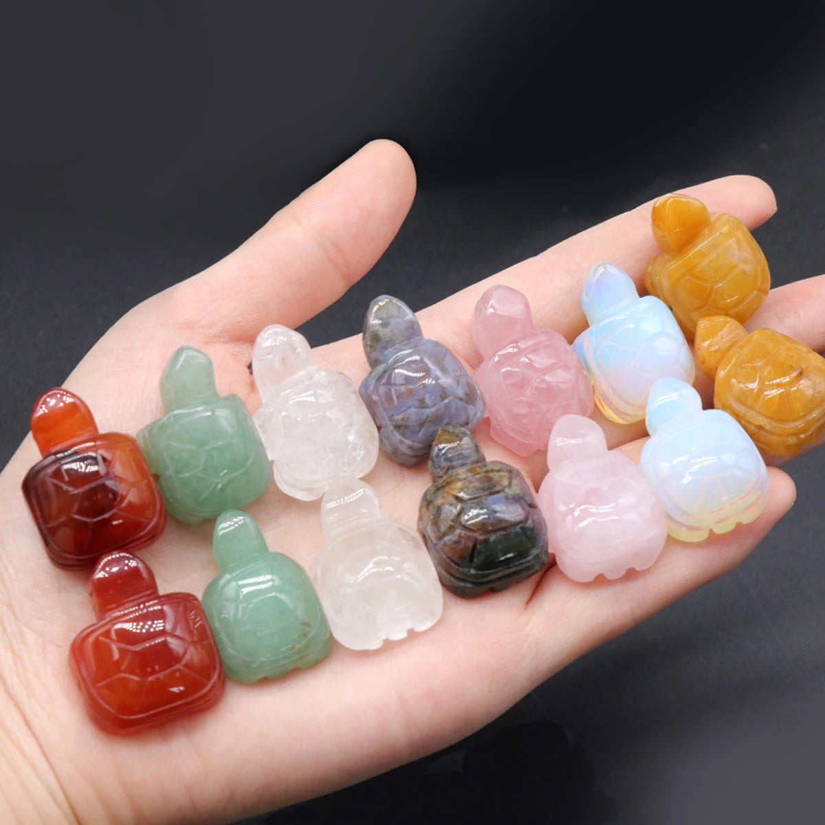1pc Turtle Statue Natural Stone Crystal Agate Halo Treatment Mineral Gem Home Decoration Crafts Decoration Gifts-4