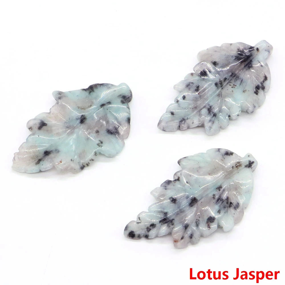 40mm With Hole Leaf Shape Natural Healing Crystal Stone For Making Jewelry Necklace Pendant Birthday Christmas Party Decor Gifts