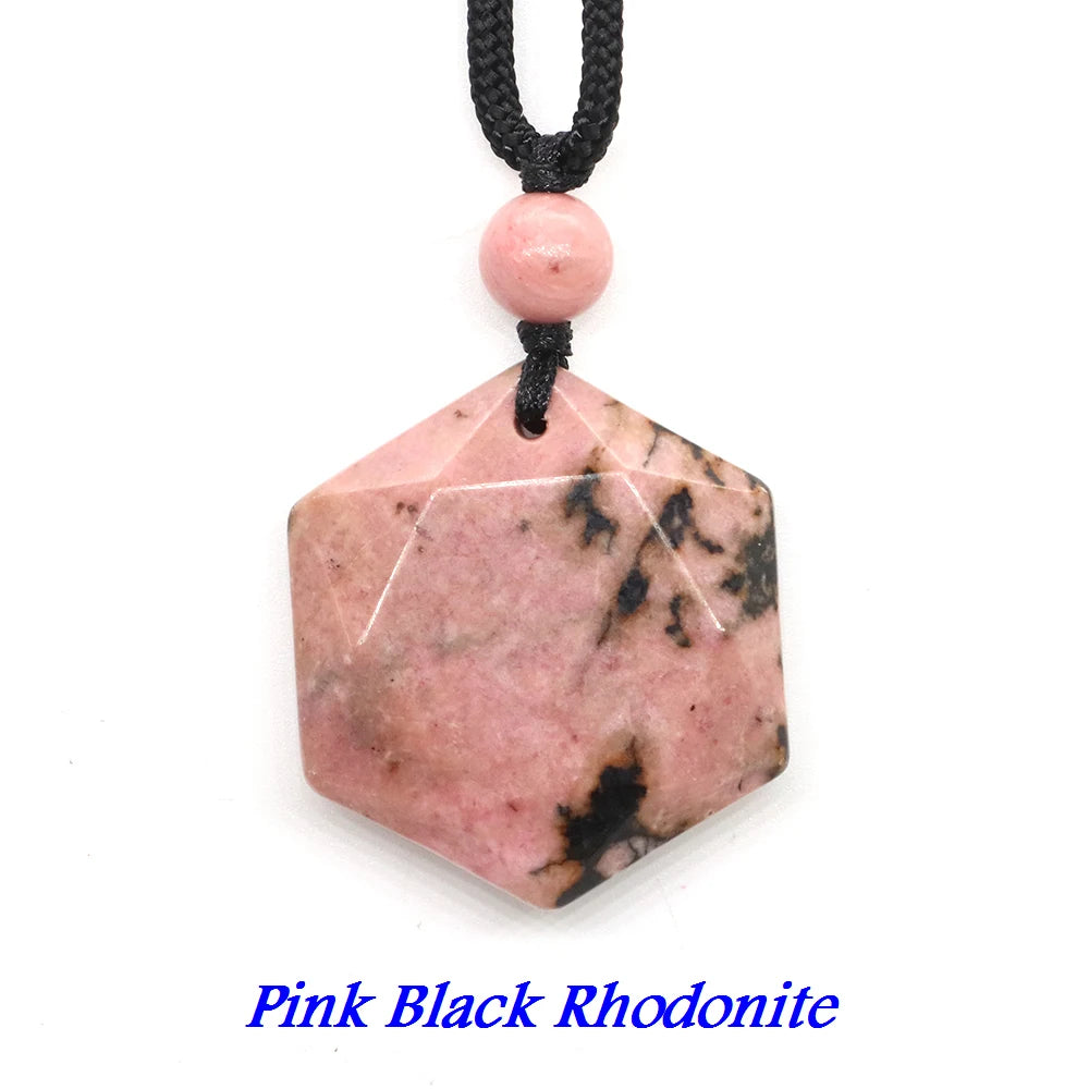 Fashion Hexagram Star Pendant Necklace Natural Stone Healing Ameheyst Gemstone Black Obsidian Lucky Love Crystal Jewelry Gifts