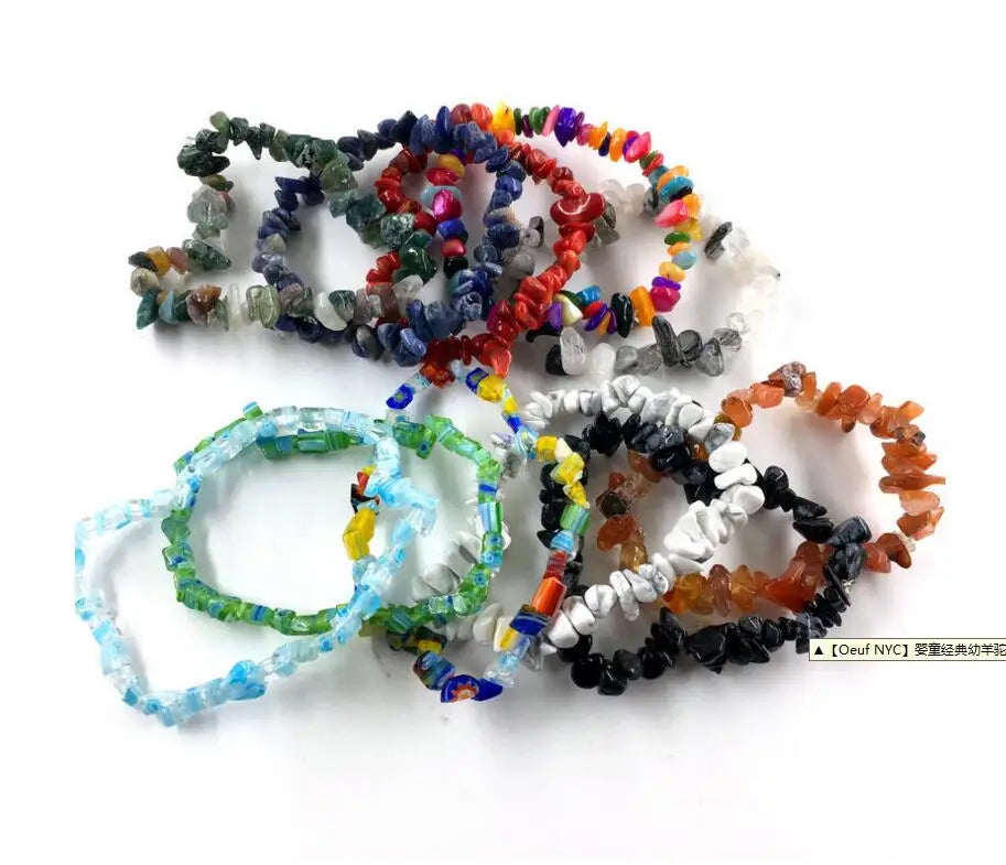 Reiki treatment Crystal Quartz Natural Stone Bracelet Charm Raw chip Healing Chakra Yoga Stretch Bangle for women men boy girl-8