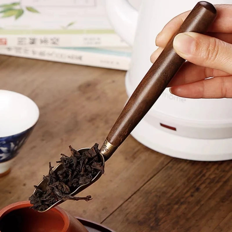 1pcs Tea Spoon Ebony Teaspoon Solid Wood Retro Creative Tea Shovel Tea KongFu Tea Ceremony Accessories Gift-2