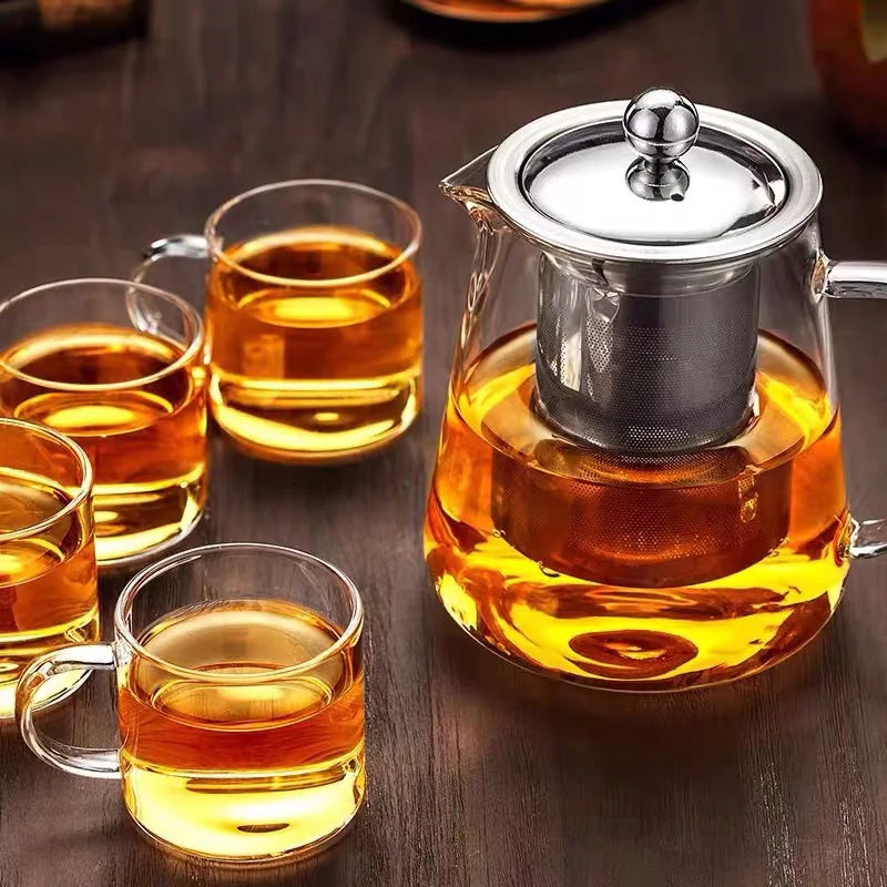 HMLOVE Heat Resistant Glass Teapot With Stainless Steel Tea Strainer Infuser Flower Kettle Kung Fu Teawear Set Puer Oolong Pot-7