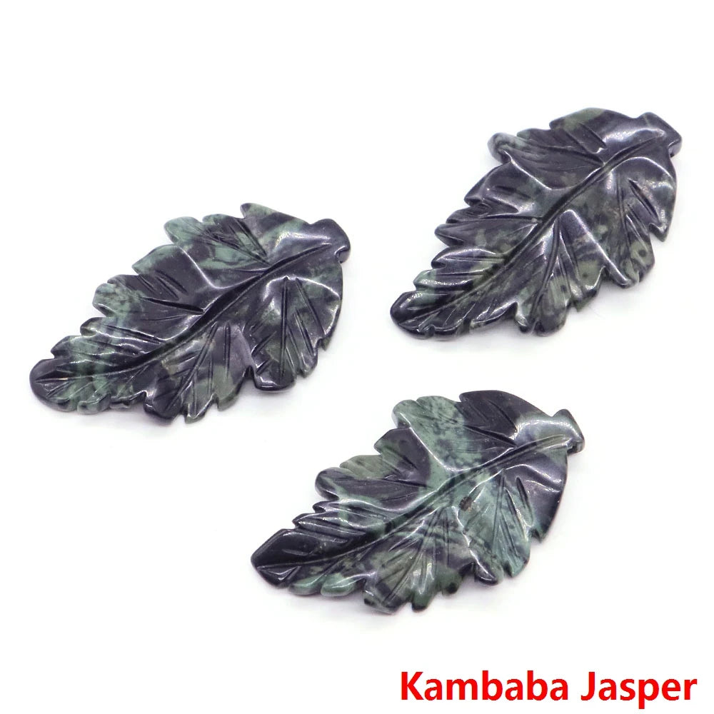 40mm With Hole Leaf Shape Natural Healing Crystal Stone For Making Jewelry Necklace Pendant Birthday Christmas Party Decor Gifts