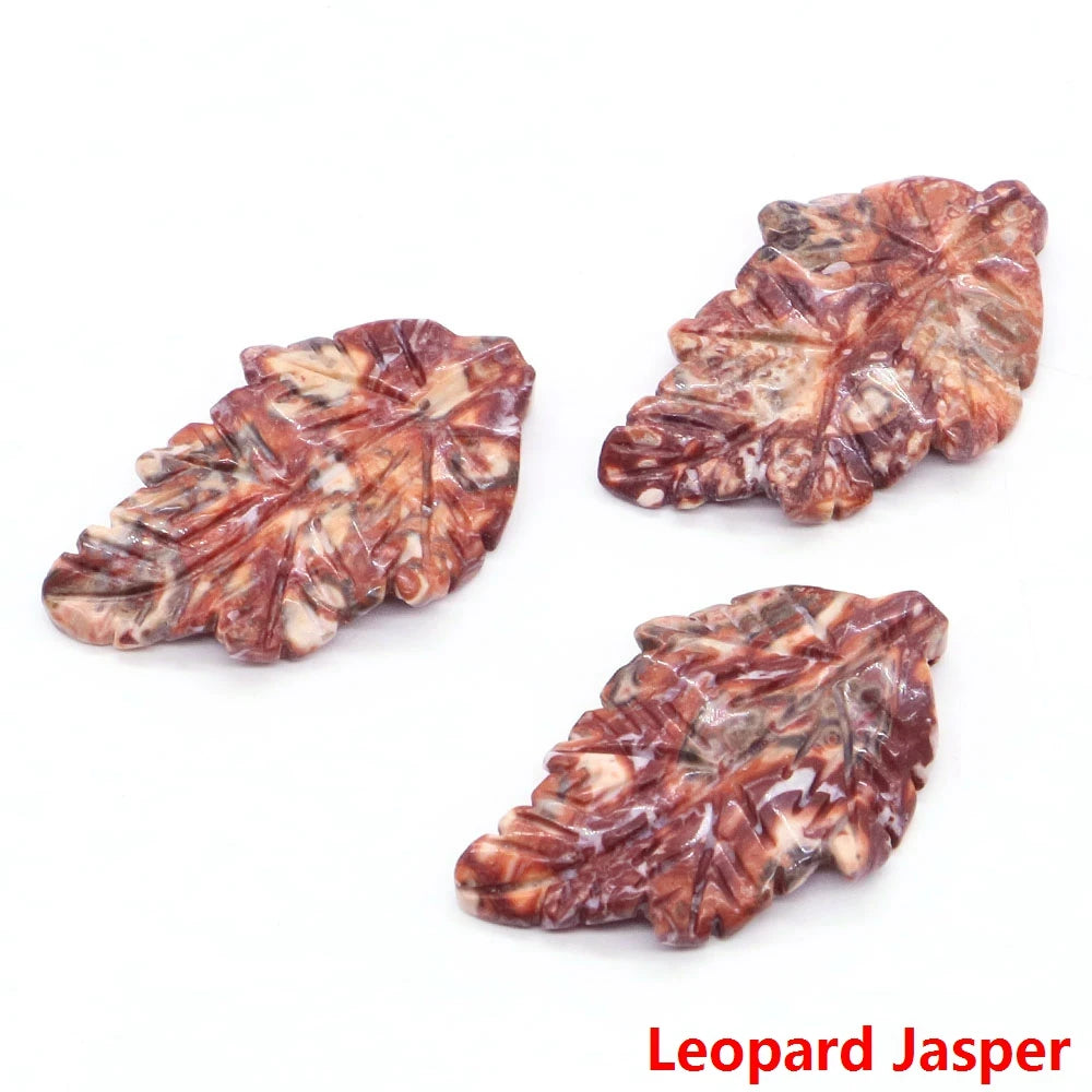 40mm With Hole Leaf Shape Natural Healing Crystal Stone For Making Jewelry Necklace Pendant Birthday Christmas Party Decor Gifts