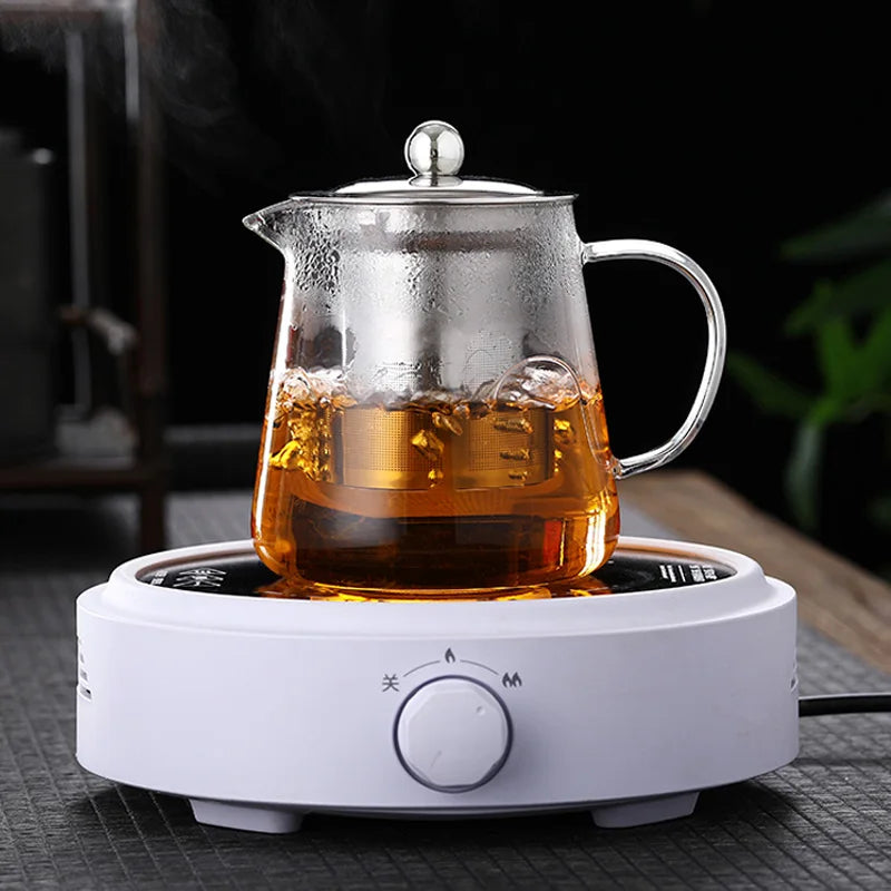 HMLOVE Heat Resistant Glass Teapot With Stainless Steel Tea Strainer Infuser Flower Kettle Kung Fu Teawear Set Puer Oolong Pot-3