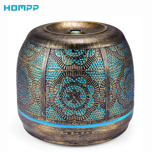 500ml Aroma Diffuser Bronze Metal Aromatherapy Diffuser for Essential Oil 7 Color Fragrance Lamp Humidifier for Baby Office Home-2