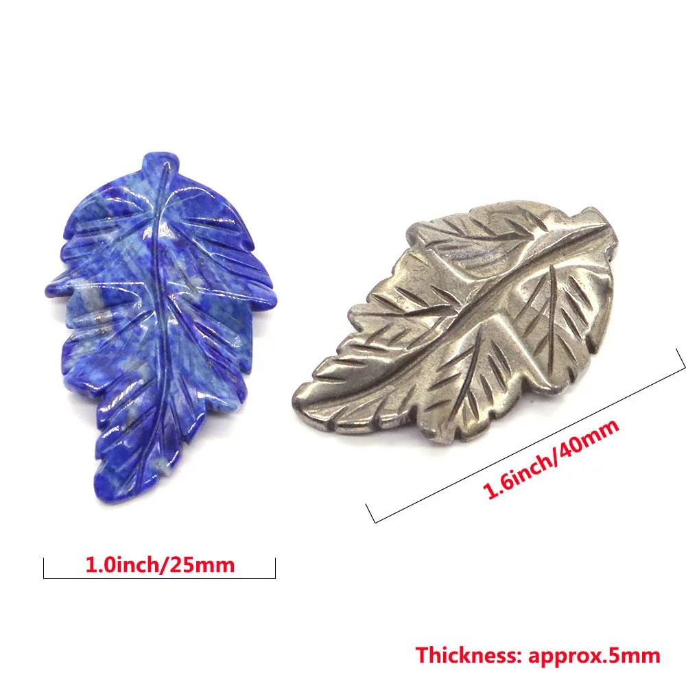 40mm With Hole Leaf Shape Natural Healing Crystal Stone For Making Jewelry Necklace Pendant Birthday Christmas Party Decor Gifts-7