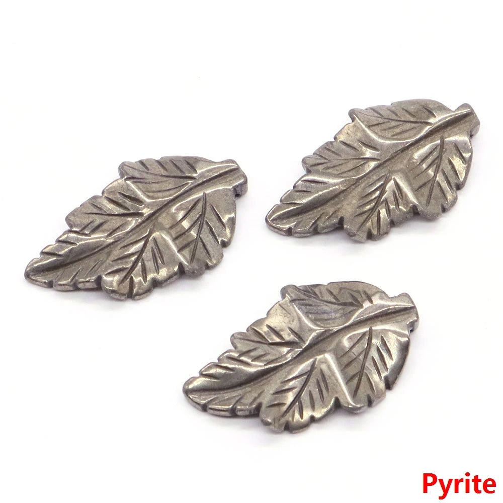 40mm With Hole Leaf Shape Natural Healing Crystal Stone For Making Jewelry Necklace Pendant Birthday Christmas Party Decor Gifts-41