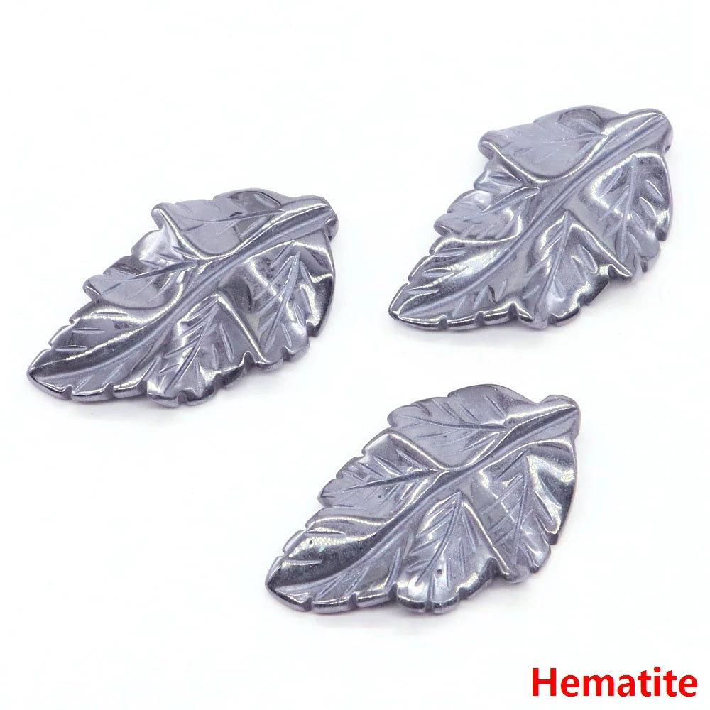 40mm With Hole Leaf Shape Natural Healing Crystal Stone For Making Jewelry Necklace Pendant Birthday Christmas Party Decor Gifts