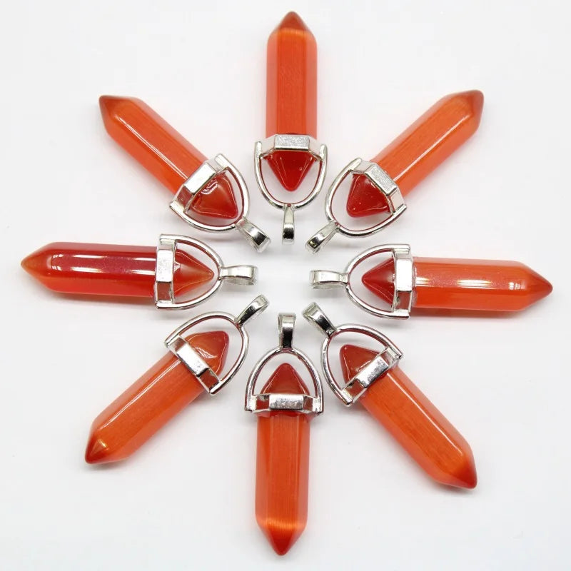 24pcs Natural Stone Agates Quartz Crystal Pendants For Necklace Charm Fluorite Hexagonal Pendant DIY Jewelry Making Accessories-46