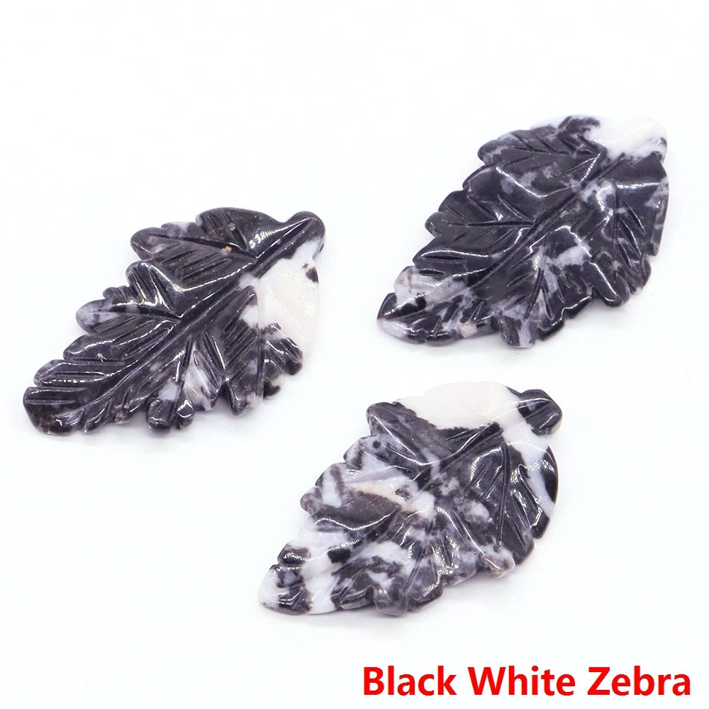 40mm With Hole Leaf Shape Natural Healing Crystal Stone For Making Jewelry Necklace Pendant Birthday Christmas Party Decor Gifts-37