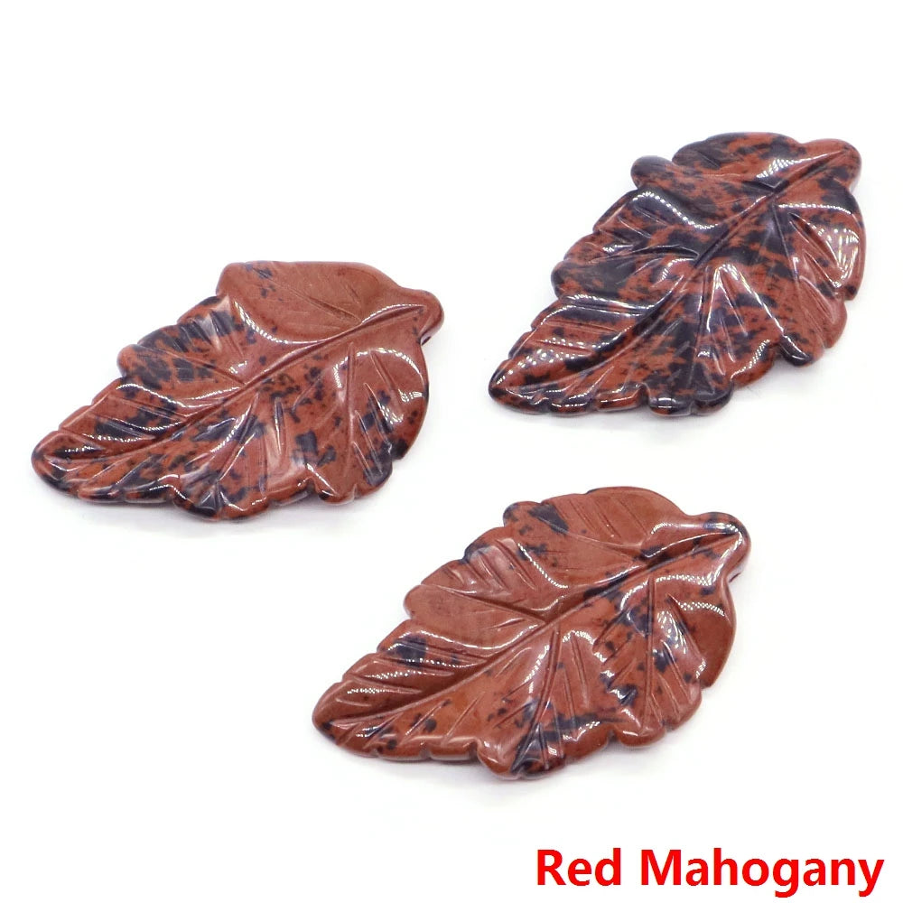 40mm With Hole Leaf Shape Natural Healing Crystal Stone For Making Jewelry Necklace Pendant Birthday Christmas Party Decor Gifts