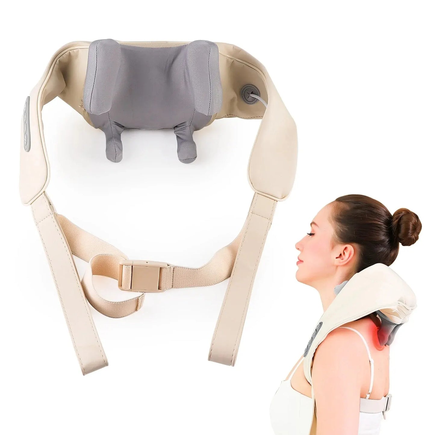 Foreverlily Neck And Shoulder Massager Wireless Neck And Back Shiatsu Kneading Massager Neck Cervical Relaxing Massage Shawl