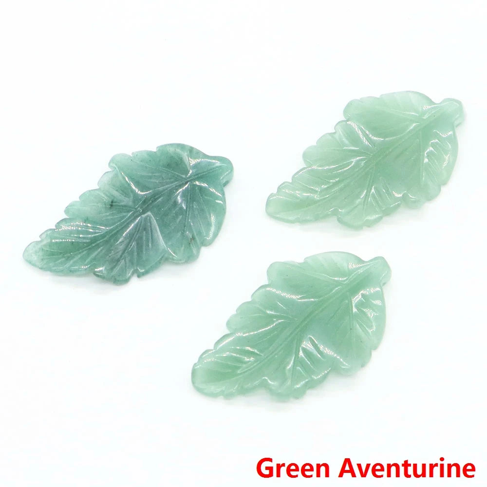 40mm With Hole Leaf Shape Natural Healing Crystal Stone For Making Jewelry Necklace Pendant Birthday Christmas Party Decor Gifts