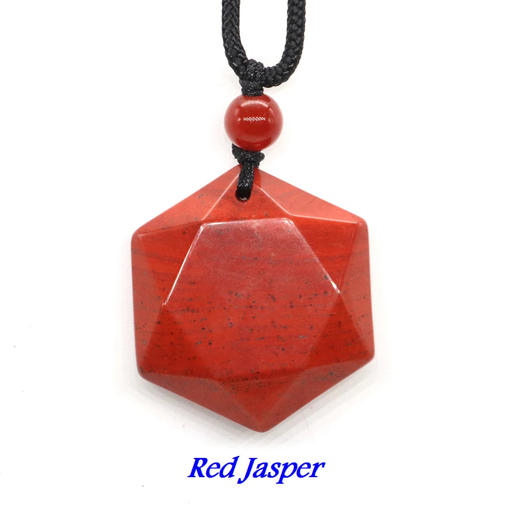 Fashion Hexagram Star Pendant Necklace Natural Stone Healing Ameheyst Gemstone Black Obsidian Lucky Love Crystal Jewelry Gifts-9