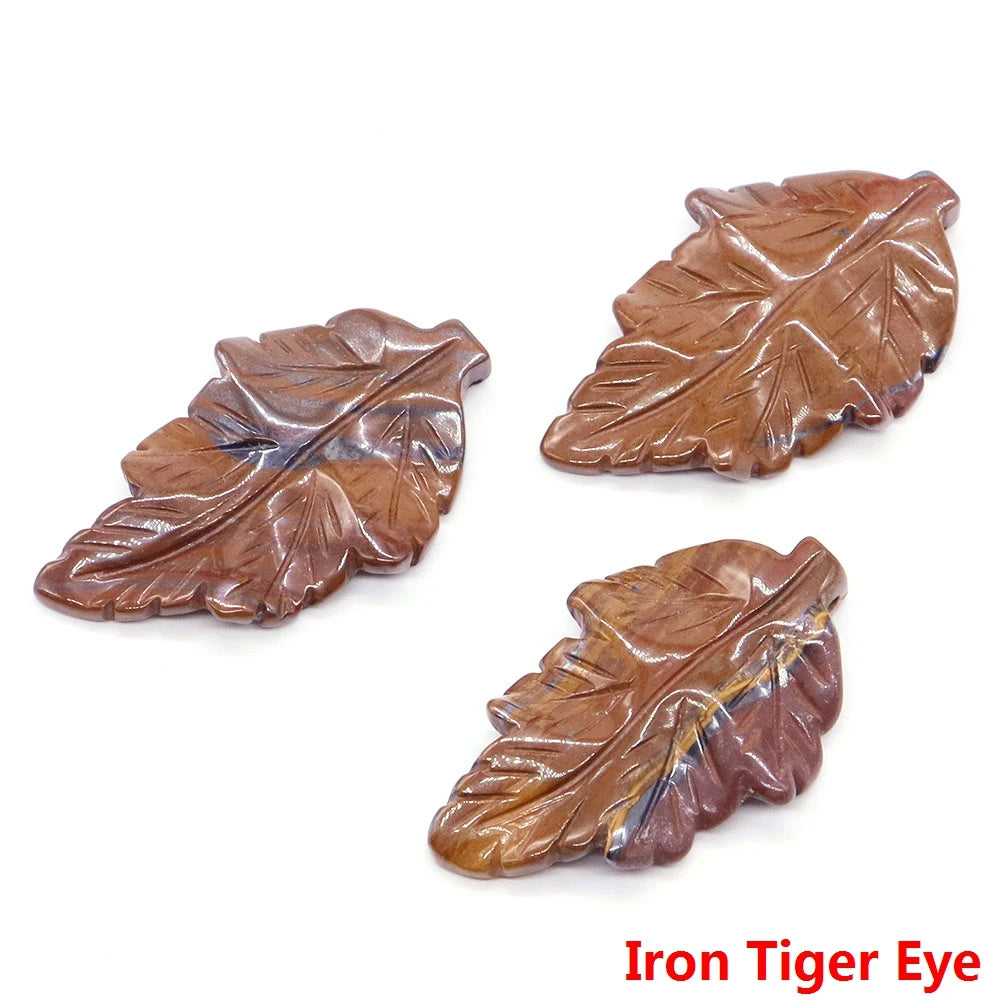 40mm With Hole Leaf Shape Natural Healing Crystal Stone For Making Jewelry Necklace Pendant Birthday Christmas Party Decor Gifts-22