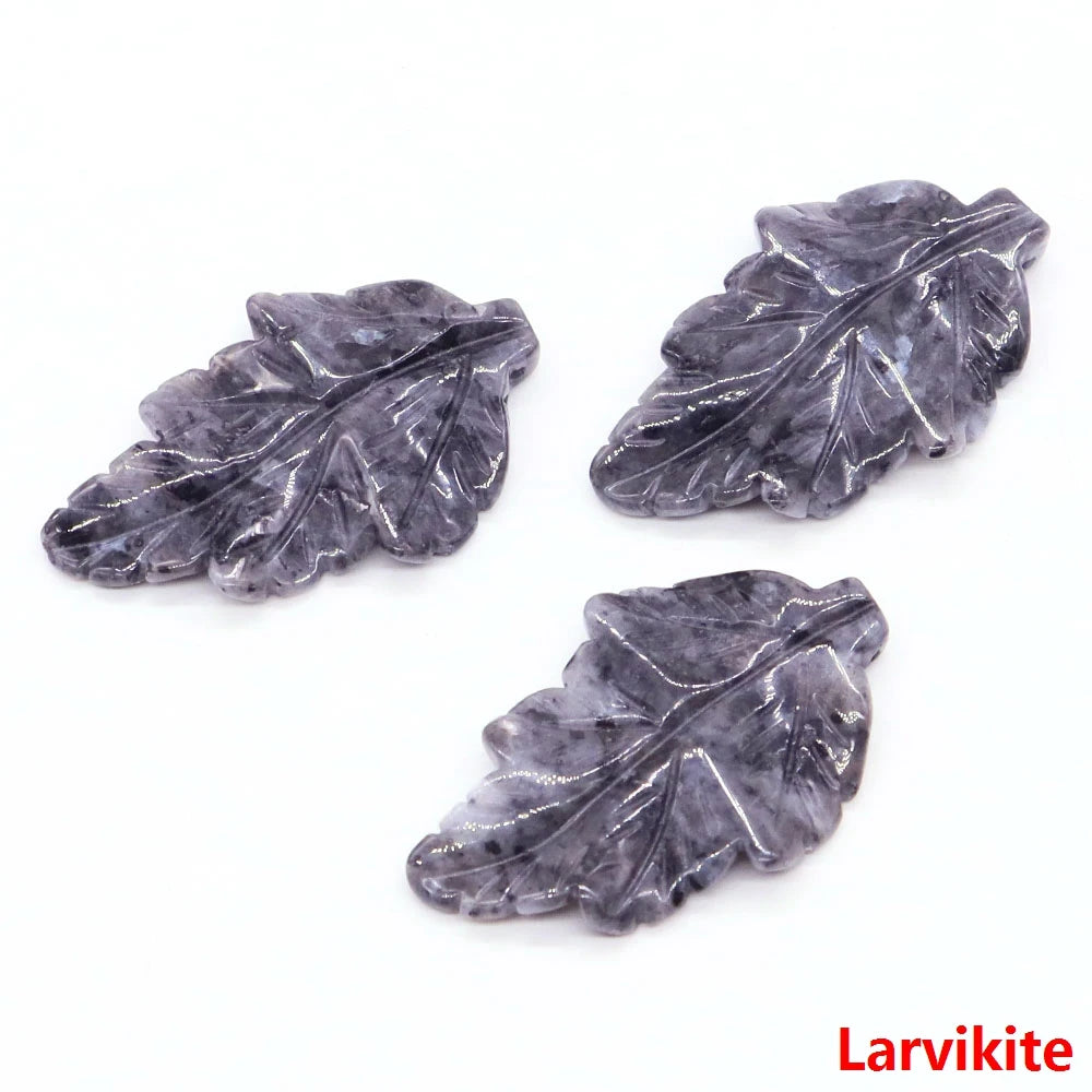 40mm With Hole Leaf Shape Natural Healing Crystal Stone For Making Jewelry Necklace Pendant Birthday Christmas Party Decor Gifts