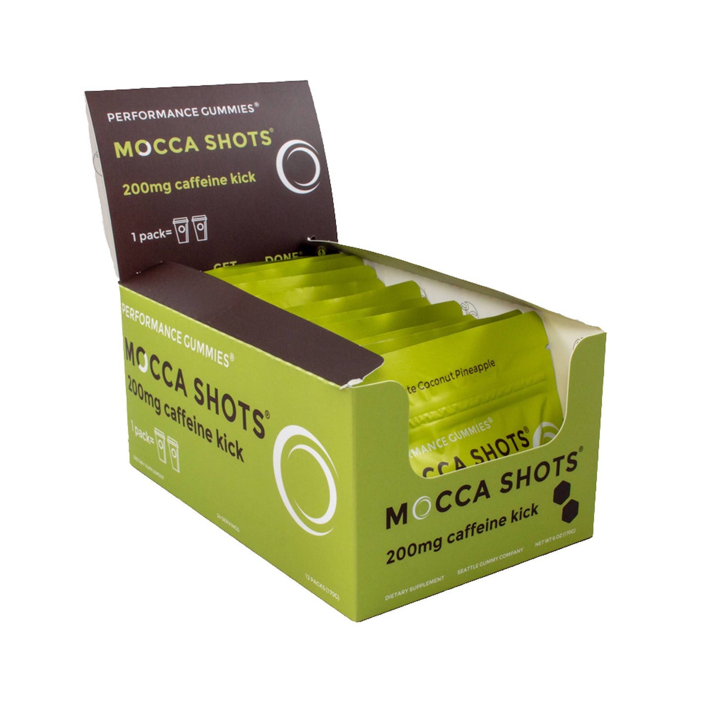 Mocca Shots Energy Gummies with Caffeine Coconut Pineapple