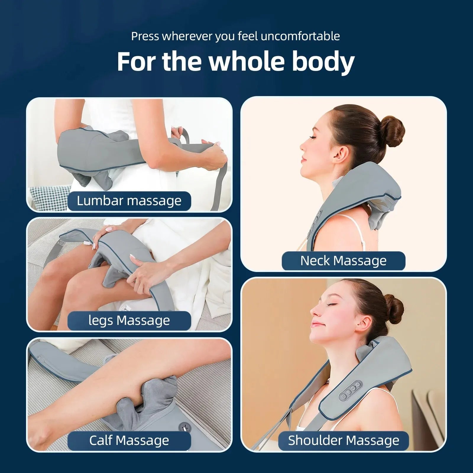 Foreverlily Neck And Shoulder Massager Wireless Neck And Back Shiatsu Kneading Massager Neck Cervical Relaxing Massage Shawl-7